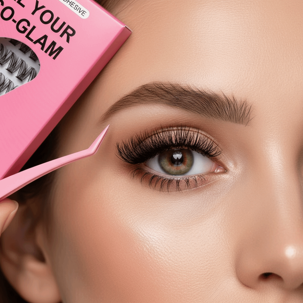 Eyelash Extension Look - 自然な見た目DIYまつげエクステキット ふわふわ 接着剤不要 つけまつげ 簡単装着 セルフ接着式まつげ束