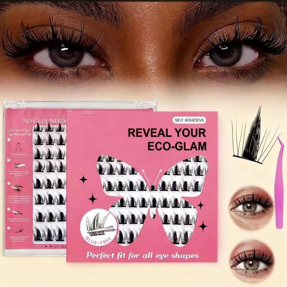 自然な見た目DIYまつげエクステキット ふわふわ 接着剤不要 - Eyelash Extension Look のレビューと価格