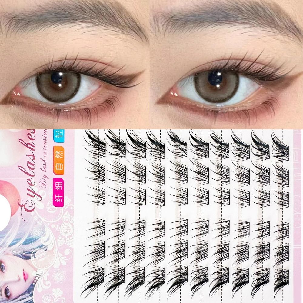3Dキャットアイクラスターまつげ ナチュラルマンガフォックス - Eyelash Extension Human Hair のレビューと価格